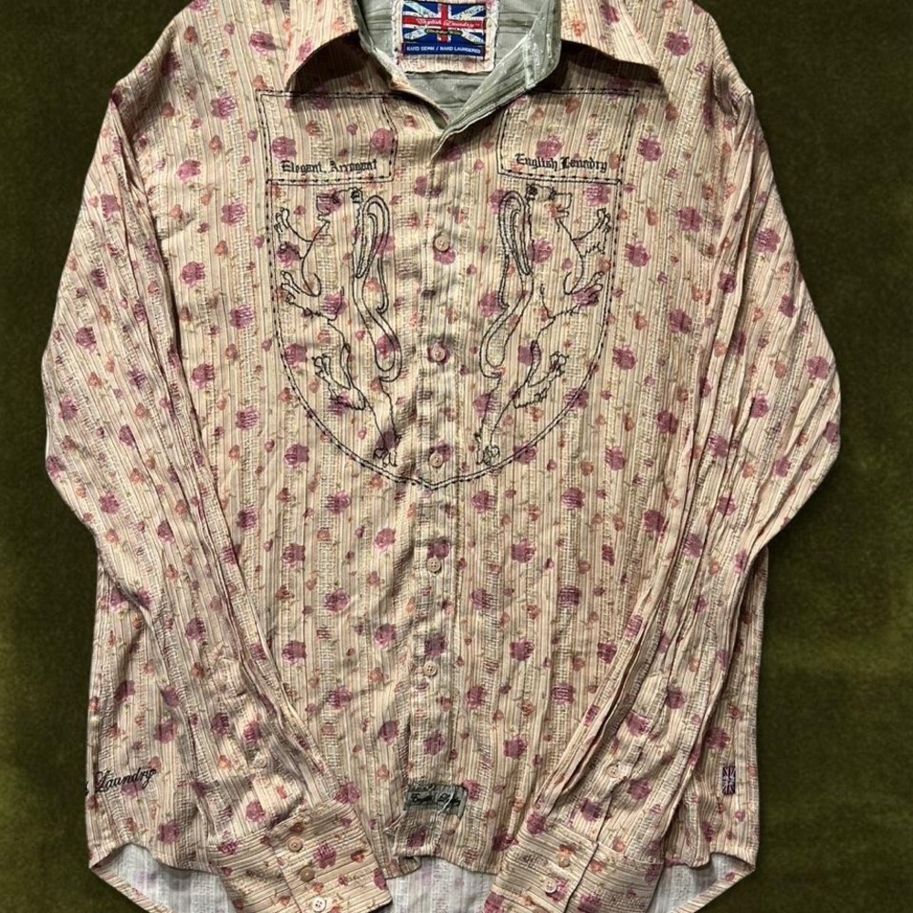 Y2K RARE English Laundry Lion Crest Floral Shirt Modern XL